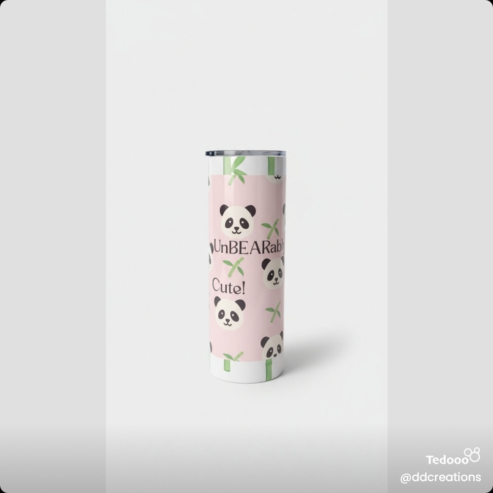 Cute Pink Panda Kids Tumbler